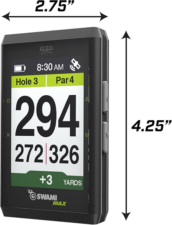 IZZO Golf Swami Max Handheld GPS Unit - Rangefinder Golf GPS with Oversized Large Color Screen for Measuring Golf Distances, Black