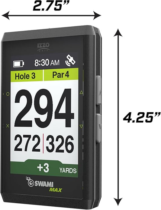 IZZO Golf Swami Max Handheld GPS Unit - Rangefinder Golf GPS with Oversized Large Color Screen for Measuring Golf Distances, Black